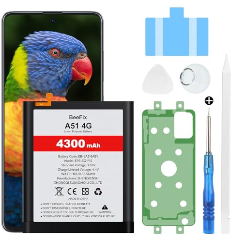 Beefix Batterie de rechange haute capacité pour Samsung Galaxy A51 4G (SM-A515F), 4300 mAh, avec outils de réparation professionnels