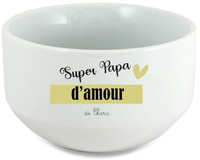 Générique Bol Super Papa d’Amour Personnalisé 600 ml – Cadeau Fête des Pères Original – Bol avec Prénom Enfant – Bol Petit Déjeuner Papa