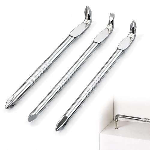 3PCS Offset Screwdriver Set L-Type Double Head Right Angle Screw Driver with Magnetic Tips, S2 Steel Phillips Slotted 90 Degree Flexible Flat Head for Tight Space Use