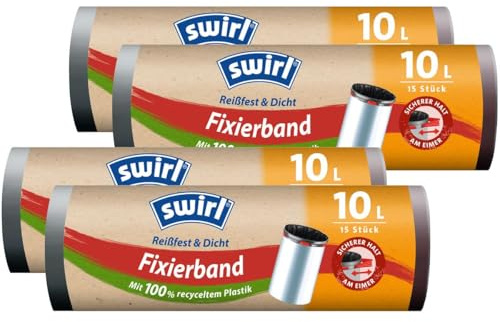 4x Swirl Fixierband Müllbeutel 10L (15 stk./Rolle)