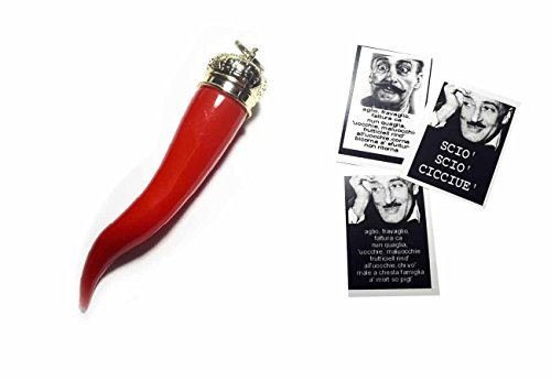 Sie erhalten 2 große Hörner ca. 14 cm und eine Toto-Geschenkkarte als Überraschung, Hörnerhorn, Amulett, Horn Charms, Lucky Gobbo, Schlüsselanhänger Neapoletan