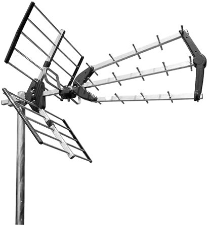 CABLEPELADO - Antena TDT LTE 700 Alta Ganancia, Antena Triple Plegable UHF G=15 dB, Aluminio de 16,5 mm de sección en Eje Principal, Ideal para recepción de Televisión Digital Terrestre, Negro