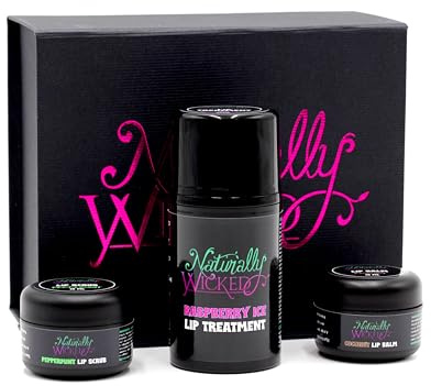 Naturally Wicked® 3 Step Lip Kit - Lip Scrub | Lip Treatment | Lip Balm (Coconut)