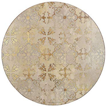 Creative Tops Cork-Backed Round Placemats Set of 4, 29cm , Table Mats with Printed Gold Impressions Design Coasters, Gold / Grey