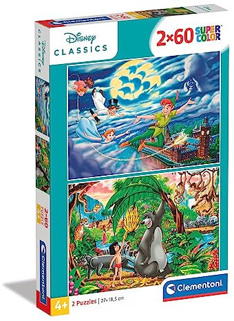 Clementoni 21613 2 x 60 teiliges Puzzle Disney, Mehrfarbig, 28 x 24.4 x 3.9