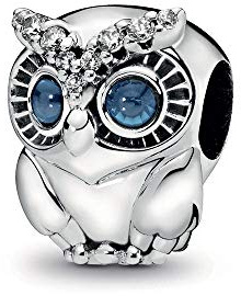 FGT Cute Owl Charm fits Pandora Charms Bracelets Crystal Blue Birthstone Sterling Silver Animal Bird Birthday Gift for Daughter Sister Women Graduation