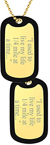 FindChic Vergoldet klassischer Armee Erkennungsmarke Anhänger mit schwarz Silikon Zwei personalisierte Dog Tag Kette für Damen Herren