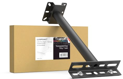 POPP® Brazo de sujeción hierro porta foco 30CM para proyectores LED ideal para ampliar y extender la luz de los focos en espacios exteriores (30CM)