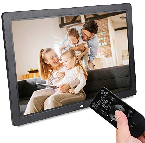 17 Zoll großer digitaler Bilderrahmen 1440 * 900HD Foto-Wecker Album-Fernbedienung für Familiennummern und Freunde(Black, European regulations)