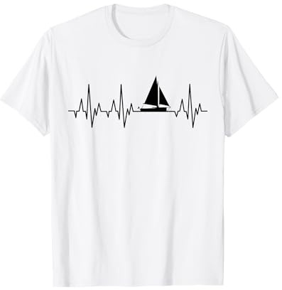 Segelboot Herzschlag Segeln EKG Boot Skipper Segelschiff T-Shirt