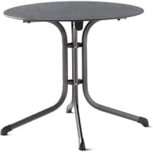 SIEGER Boulevard Platte. Klapptisch, Polytec-Dekorplatte und Stahlrohr-Gestell, Eisengrau/Schiefer anthrazit, 85cm ø, 5135-30 KT
