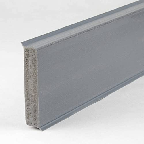 PROVISTON | Zócalo de plástico | Espuma rígida PVC | Gris | 12 x 60 x 2500 mm | Liso | Resistente al agua | Zócalo de alta calidad | Montaje sencillo