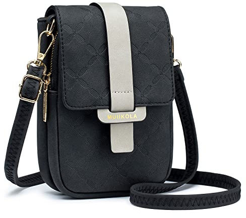 MUIIKOLA Handytasche zum Umhängen，RFID-Blockierung große Kapazität Handy Umhängetasche Damen Veganes Leder，Handytasche mit Geldbörse zum Umhängen，umhängetasche damen Breiter Gurt