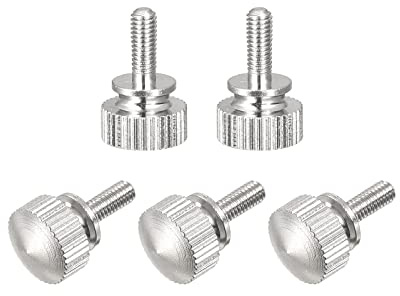 uxcell Knurled Thumb Screws, M3x8mm Brass Shoulder Bolts Grip Knobs Fasteners, Nickel Plated 5Pcs