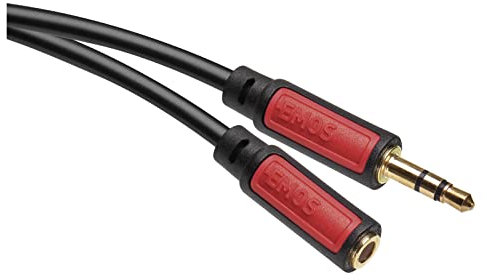 EMOS Cavo Jack Stereo 3.5mm Jack e Femmina (M-Maschio/F Maschio), Cavo AUX 5m Cavo Audio per iPhone, Smartphone, iPad, Tablet, Lettore MP3, Stereo Player, Cuffie, Nero