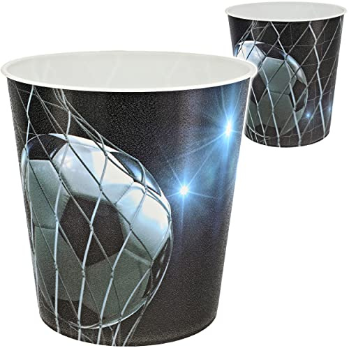 alles-meine.de GmbH Papierkorb/Behälter Fußball & Fußballtor 10 Liter - wasserdicht - aus Kunststoff - 27 cm - Spielzeugkorb/Popcornschüssel/großer Mülleimer Eimer - au..