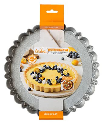 Dream' s Party Teglia Design Tart Crostata Tondo 25cm - stampo in metallo antiaderente con fondo removibile per torte e dolci - perfetto per realizzare preparazioni dolci e salate