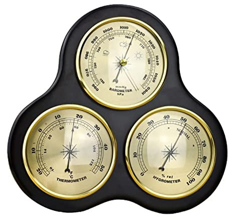 RUNLAIKEJI Barometer, 3 in 1 Home Wall Mounted Barometer, Traditional Weather Station, Barometer with Thermometer and Hygrometer, Barometers weather instruments, Indoor and Outdoor