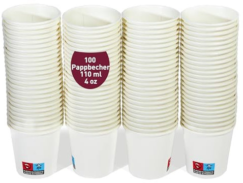 100 Gobelets à café jetables blancs de 110 ml / 4 oz, résistants, étanches et sans odeurs. Gobelets en carton jetables.