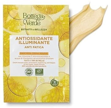 Bottega Verde - Estratti di Bellezza, Maschera Crema Mousse Monodose, 8 ml, con Vitamina C Microincapsulata e Acqua di Mandarino da Economia Circolare, Antiossidante, Illuminante, Anti Fatica