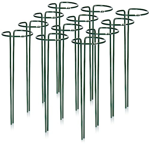 com-four® 12x Blumenhalter, Staudenhalter für Blumen (Höhe: 35 cm) | Pflanzenhalter als Blumenstütze - Rankengewächse - Rosenstütze - Stauden - Staudenring rund für den Garten - Balkon