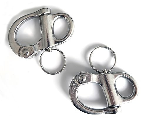 Vastsea 2 Pièces 52mm-316 Mousqueton à Oeil Pivotant, Manille à Ressort, Manille à Dégagement Rapide, Utilisé Comme Connecteur pour Les Voiles de Plongée, Les Camions, L'escalade