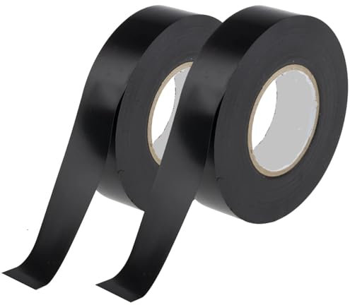 HomeBerg Black Electrical Tape - 19mm x 10m - Moisture & Heat Resistant, PVC Strong Self Adhesion, Multipurpose Insulation Tape for Electrical Wires, DIY (2 Pack)