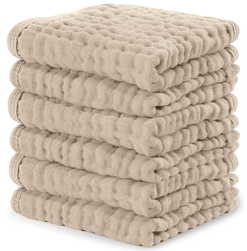 Conjunto de toalhas de bebê, toalhas de bebê de algodão musselina, panos de lavagem grandes de 25,4 x 25,4 cm macios na pele sensível, absorventes para meninos e meninas, presentes essenciais para