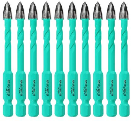LEKOMESH Punte Trapano Gres Porcellanato - 10pezzi 6mm Punte Trapano per Legno, Plastica, Muratura, Piastrelle di Ceramica, Attacco Esagonale a Cambio Rapido