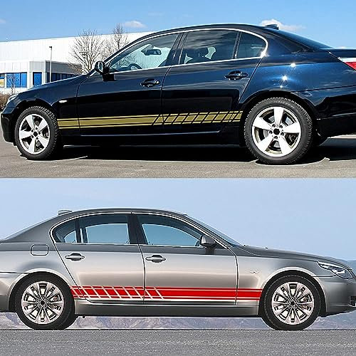 LHyfA Seitenschweller Streifen Karosserie Aufkleber,für BMW E46 3 Series E30 E34 E36 E39 E60 E70 E87 E90 E91 E92,Auto-Karosserie-Tür-Dekor-Aufkleber Außenzubehör,C-Red