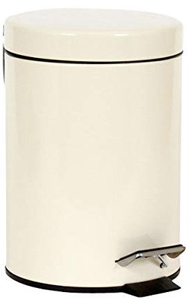 Crystals Small Pedal Bin with Lid-3 Litre Bathroom Bin for Rubbish and Waste-Stainless Steel Toilet Bin with Removable Inner Plastic Bucket-Ideal Size for Bedroom Bathroom Toilet Waste (Cream)