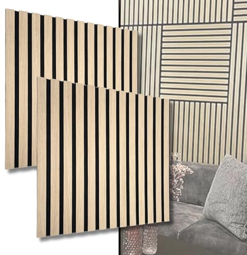 Akustikpaneele 3D Lamellen MDF mit Filz 520x520x15mm – 2 Stück (0,54 m²) | Schallabsorbierend & dekorativ | Holzoptik Wandverkleidung (11001C)