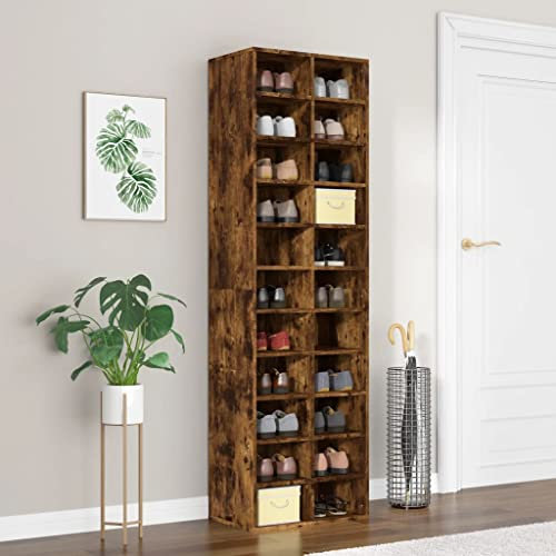 DYRJDJWIDHW schuhschrank,schuhregal platzsparend,Shoe Rack,Schuhregal Räuchereiche 54x34x183 cm HolzwerkstoffFür Türöffnungen, Korridore