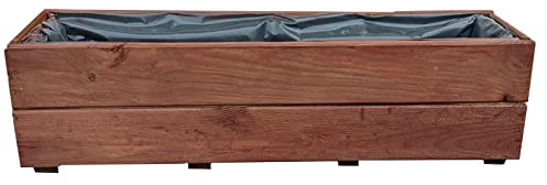 Jardinera de Madera 90 cm – Macetero de Abeto Impregnado con Revestimiento y Drenaje – Jardinera para Balcón Terraza y Jardín – Montada, D27 (Nogal, 90 cm)