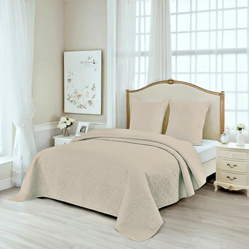 Fanny & Céline Couvre-lit de Lux Percale Pur Coton 230x250cm avec 2 Taies 65x65cm M23-7001 Lin