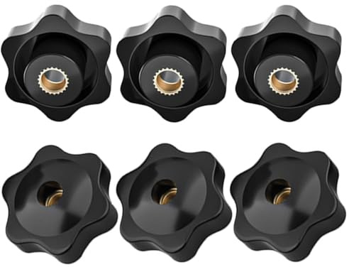 6 Stück Sterngriffmutter M8, Sterngriffschraube Äußerer Durchmesser 32mm, Rändelschraube Innengewinde Messing, Sterngriff für Möbel, Mechanische, Werkzeugmaschinen (Schwarz)