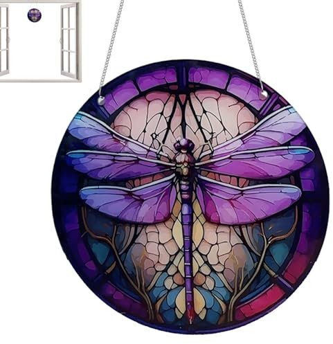 Arbre d'ornement de fenêtre, Attrape-Soleil Papillon pour fenêtres | Décor de fenêtre coloré Arbre de Vie/Libellule/Papillon,Attrape-Soleil décoratif en vitrail de Jardin, pour l'extérieur,