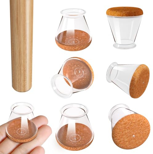 RUSIDO 20 pièces Protection Pied de Chaise, Protège Pied de Chaise Ronds, protecteurs pour Sol en Silicone Transparent(diamètre : 13-22.9 mm), pour protéger Le Sol et réduire Les Rayures