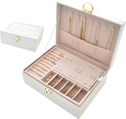 Schmuckkästchen leder abschließbar Damen Rosa Mädchen Schmuckaufbewahrung Reise Weiß rechteckig klein Schmuckbox Schwarz Schmuckkasten mit Schloss Grün