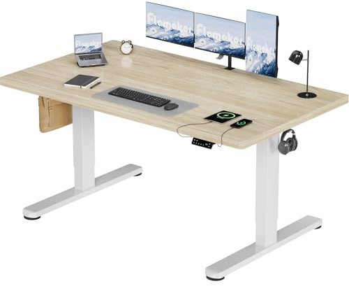 Flamaker Höhenverstellbarer Schreibtisch 160x80 cm, 25MM Ganze Tischplatte mit Bürstenloser Motor,Stabiler Ergonomischer Steh Schreibtisch elektrisch höhenverstellbar mit Kabel Management Tray