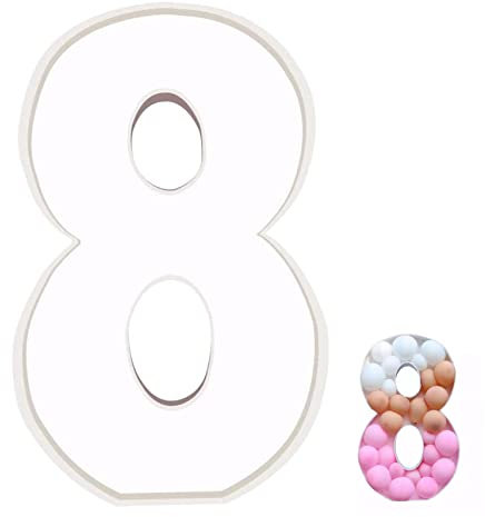 BEAHING Número 8 Balloon Box 28.74 Pulgadas Número 8 Llena de Globo Decorativo KT Box Box Número de Modelado Modelado de la Caja de Globos (no incluidos Globos) Números de marquesina