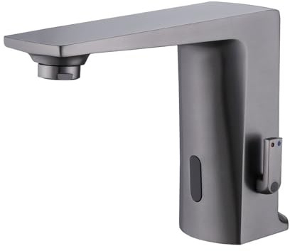 CYNEBXILG Infrared Basin Tap Sensor Tap Hot and Cold Bathroom Taps Automatic Sensor Tap Brass Bathroom Basin Taps Mixer Single Handle,Gun Gray