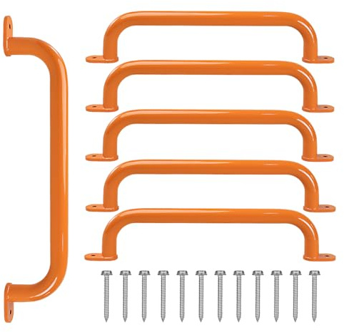 ESPETS 17'' Orange Monkey Bars Indoor, Outdoor Playground Handles, 6 Pieces | Swing Set Attachment Grab Handles, Weather-resistence Indoor & Outdoor Monkey Bars for Jungle Gym, Playhouse, Climbing Frame