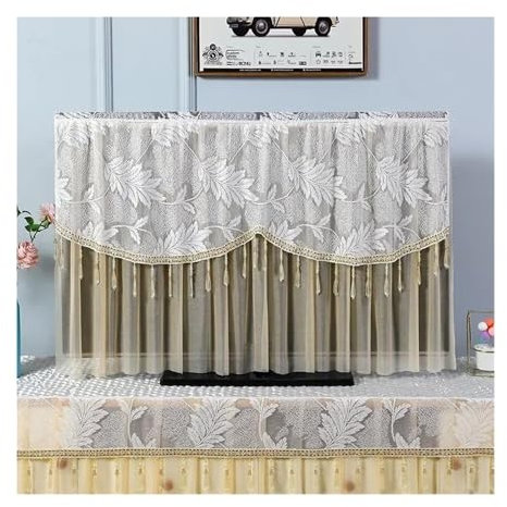 CQJJXKYC Outdoor TV Cover TV Covers Outdoor Dust Proof and Breathable TV Dust Cover Lace Power on Without Removing TV Cover Hanging Curved Tabletop Lace Covers(Color03,160x98cm)