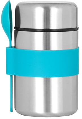 FUZVOL Insulated Food Flask for Food Warming,Stainless Steel Food Flask Soup Flask Container with Spoon for Lunch & Dinner Food Carrying(Blue)