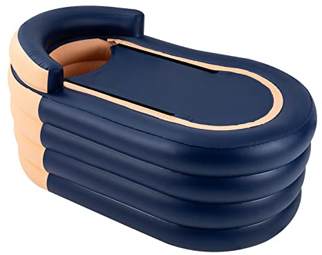 Baignoire gonflable pour adulte - En PVC - Pliable - Portable - Avec pompe - 84 x 140 x 74 cm - Baignoire autoportante pliable pour salle de bain familiale ou spa (orange)