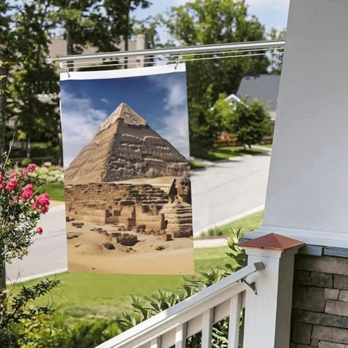 Drapeau pour extérieur - 0,9 x 0,6 m - Robuste - Pour intérieur et extérieur - Résistant à la décoloration - Pyramides de l'Égypte - Bannières murales avec œillets - Drapeaux de bienvenue pour fête