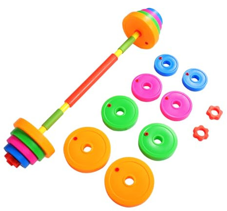 JOINPAYA 2pcs Adjustable Boys and Girls Dumbbells and Barbell Fitness Toy for Boys and Girls Fun Exercise Equipment for Home Kindergarten and School Promotes Healthy Lifestyle and Fitness