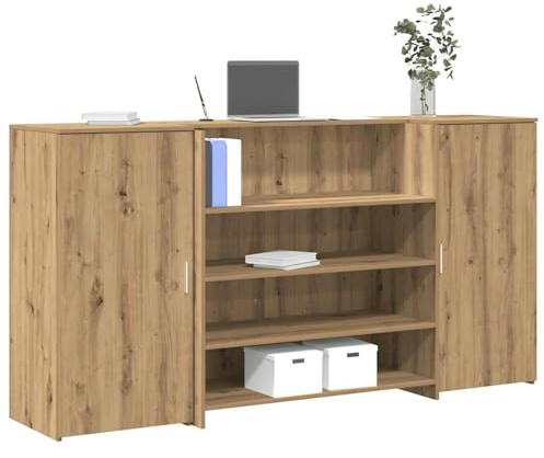 Gecheer Empfangstheke Artisan-Eiche 200x50x103,5 cm Holzwerkstoff, Empfangstheke Bürotheke Rezeptionstresen Verkaufstheke für Hotel Praxis Ladenlokal