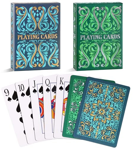 Aomaic Playing Cards 2 Pack Standard Index Playing Card Premium Poker Set Card Games for Adults Deck of Playing Cards for Travel Camping Family Games Night Party Games